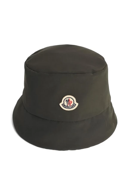 Женская панама Moncler двусторонняя стеганая с нашивкой-логотипом, зеленая