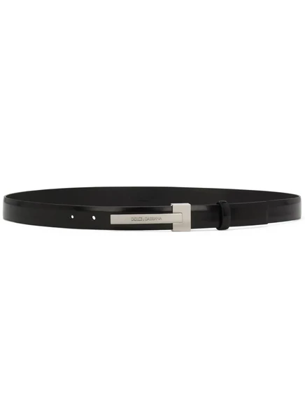 Мужской кожаный ремень Dolce & Gabbana с пряжкой-логотипом, черный