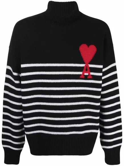 Полосатый джемпер AMI Paris Ami de Coeur black