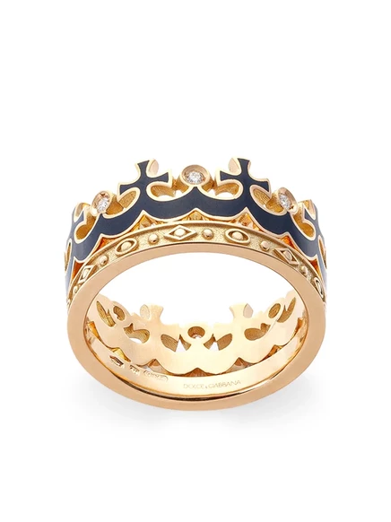 Мужское кольцо Dolce & Gabbana Royal, золото 18K с эмалью и стразами, золотое