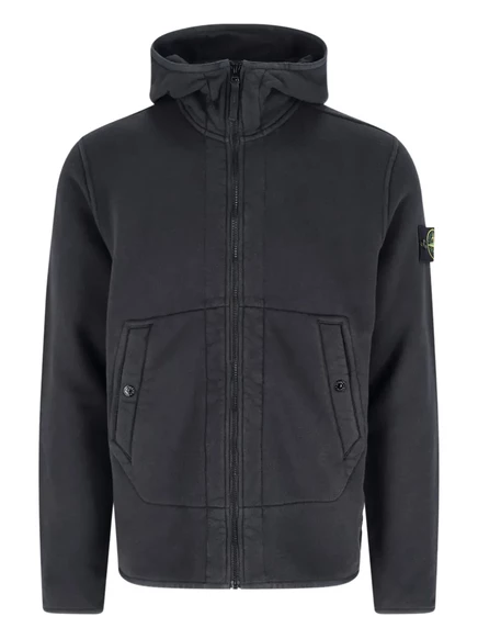 Мужское худи Stone Island с нашивкой логотипа, черное