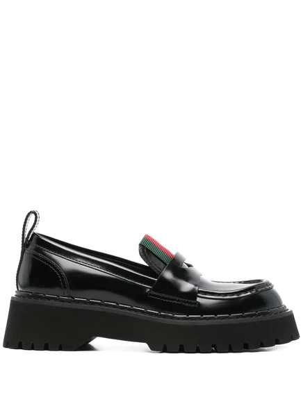 Женские лоферы gucci с web-деталью, черные