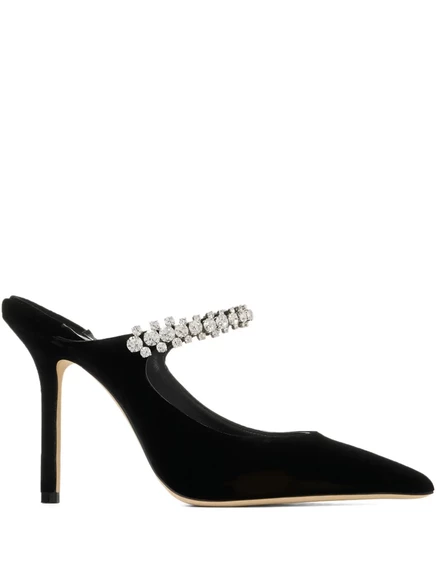 Шлепанцы Jimmy Choo на каблуке 100 мм, украшенные кристаллами black