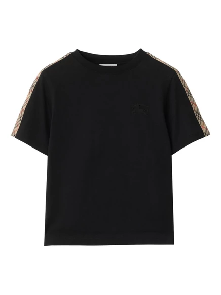 Футболка Burberry Kids с клетчатой отделкой black