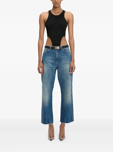 Женское боди Victoria Beckham в рубчик, черное