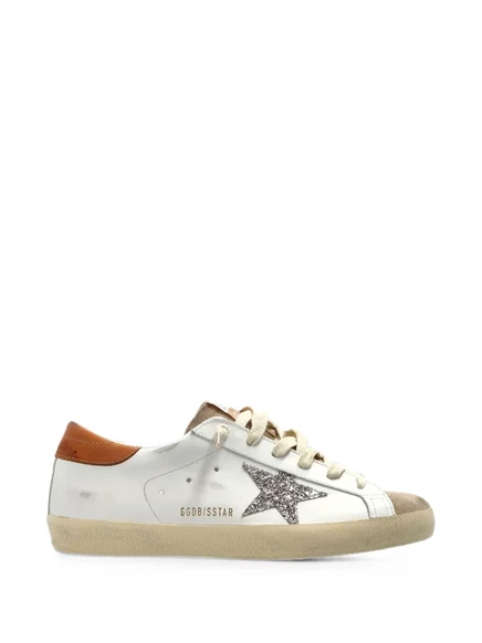 Женские кеды Golden Goose Super-Star с блестками, белые