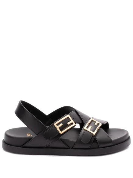 Женские кожаные сандалии Fendi, черные