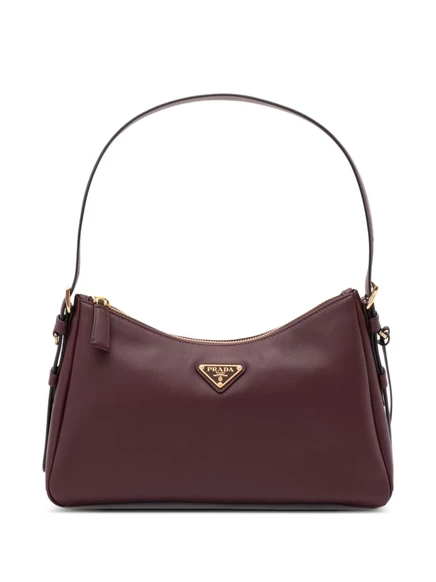 Эмалированная сумка с треугольным логотипом Prada red