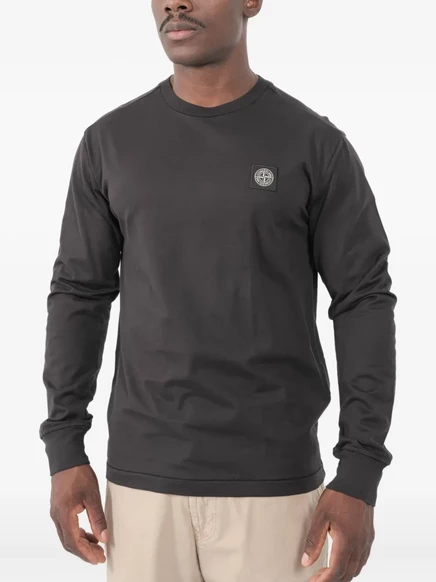 Мужская футболка Stone Island с патчем, черная