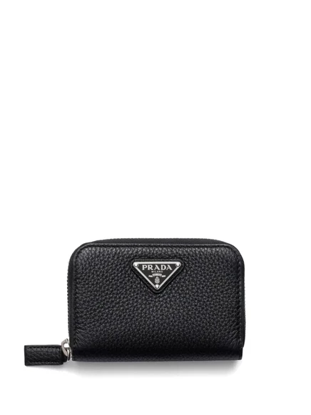 Мужской кожаный кошелек для монет Prada, черный