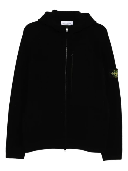 Мужское худи Stone Island с нашивкой, черное
