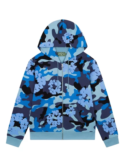 Толстовка с капюшоном на молнии Denim Tears Wreath blue