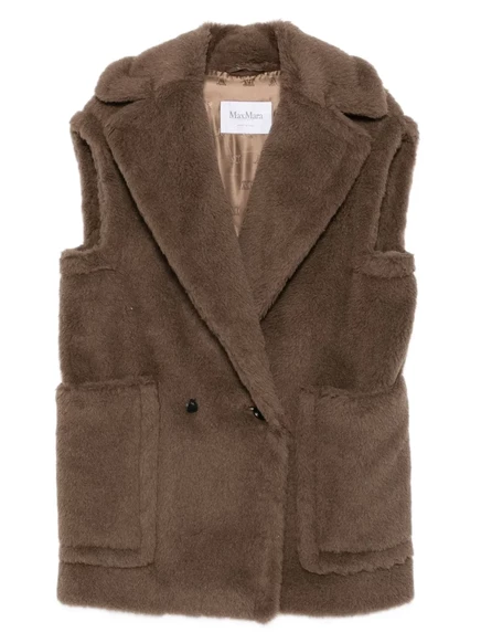 Женский жилет Max Mara Bormida двубортный плюшевый, коричневый