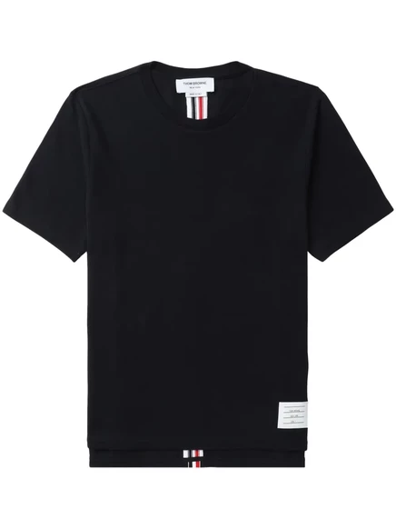 Хлопковая футболка в полоску Thom Browne с деталями из хлопка blue