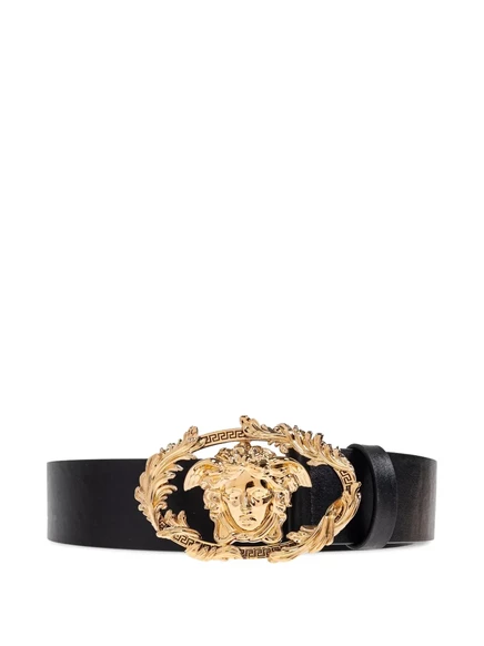 Мужской ремень Versace с пряжкой Medusa, черный
