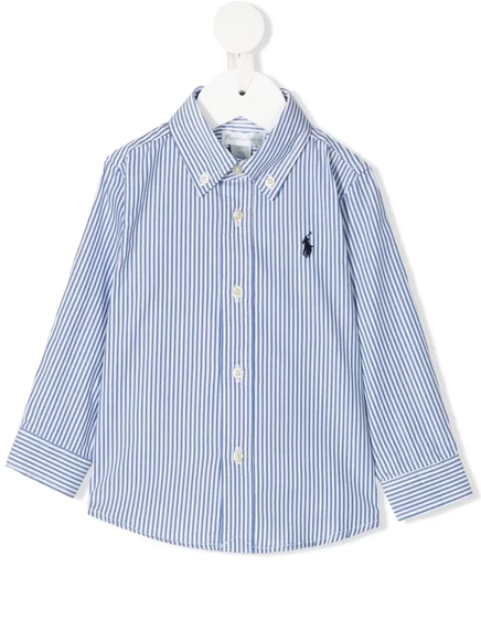 Мальчиковая рубашка Polo Ralph Lauren Kids в полоску, хлопковая, голубая