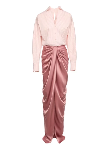 V:ВЕЧЕРНЕЕ платье макси от ATELIER Corynna с драпировкой и атласными вставками pink