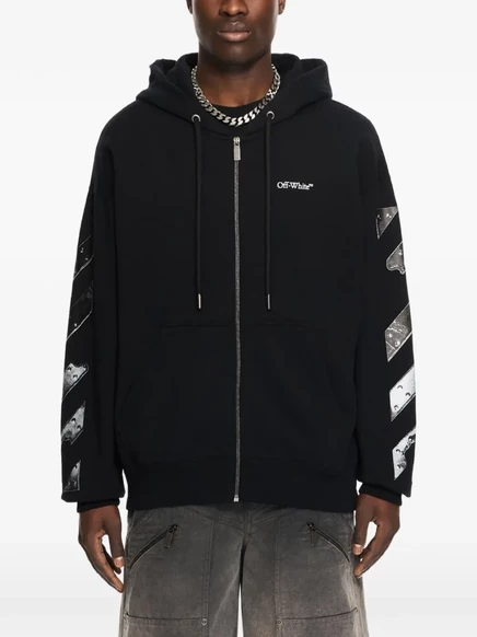 Мужское худи Off-White Metal Arrow на молнии, черное