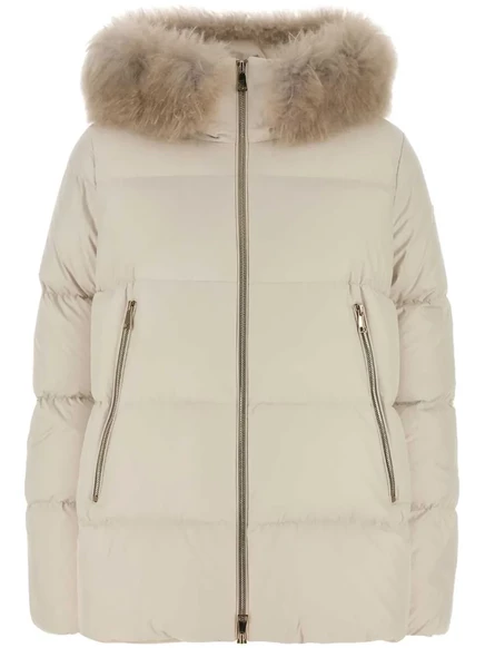 Куртка-парка Moncler из лайкового меха neutrals