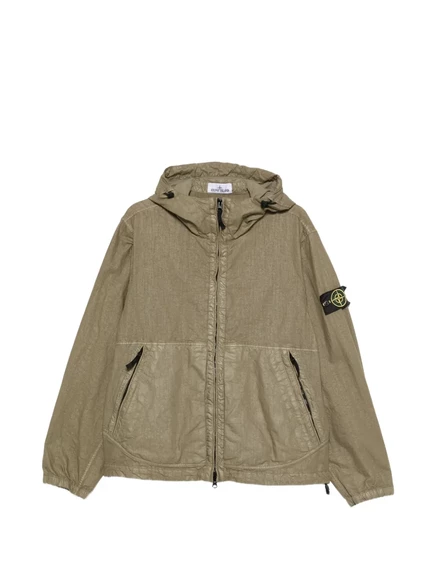 Мужская куртка Stone Island с капюшоном на молнии, зеленая