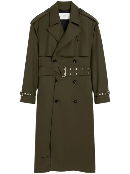 Двубортный тренч от AMI Paris  green