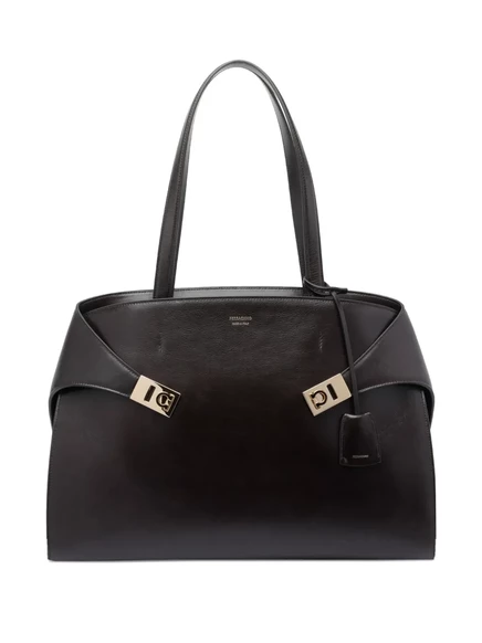 Сумка-тоут Ferragamo Hug из кожи с пряжкой, коричневая