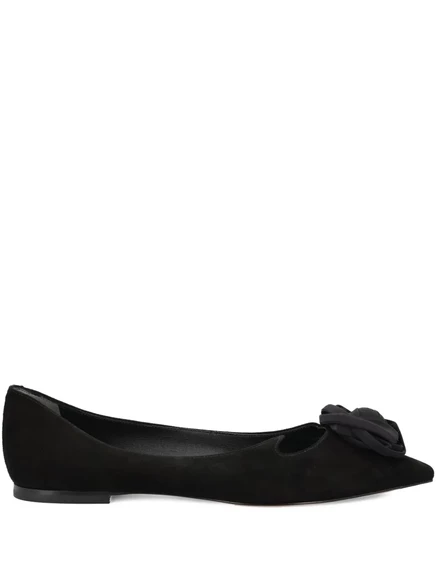 Балетки с острым носком, украшенные розами Roger Vivier black