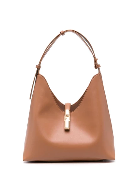 Сумка-тоут Furla с логотипом и табличкой brown