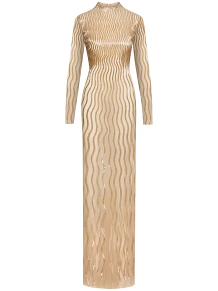 Платье из волнистого тюля с блестками Oscar de la Renta gold