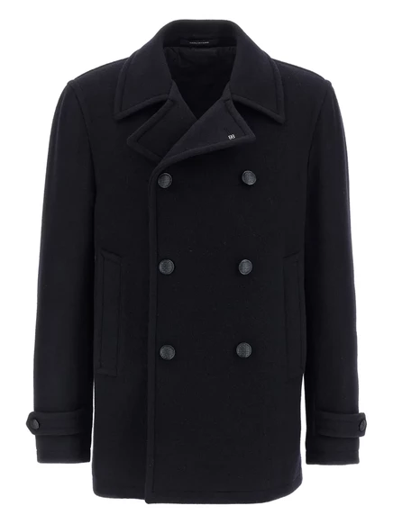 Двубортное шерстяное пальто от Tagliatore black