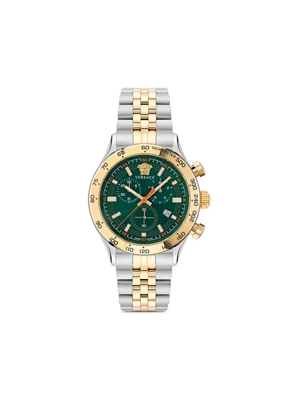 Мужские часы Versace Hellenyium 44 мм, стальные, кварцевые, зеленые