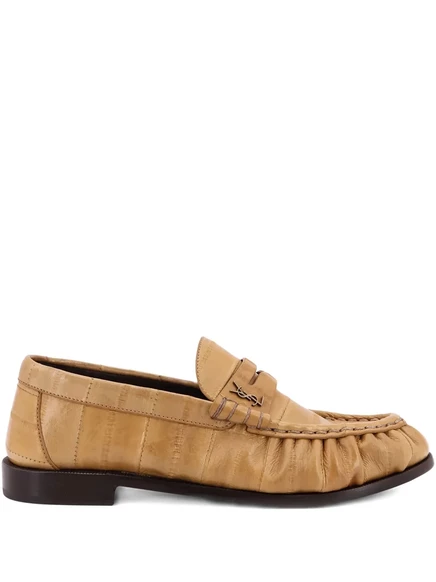 Женские лоферы Saint Laurent Le Loafer, кожа угря, бежевые