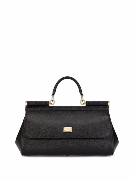 Кожаная сумка Dolce & Gabbana medium из сицилийской кожи с верхней ручкой black