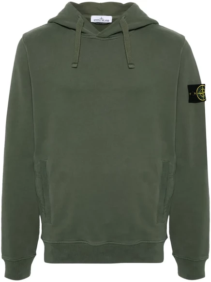 Хлопчатобумажная толстовка со значком Stone Island Compass-badge green