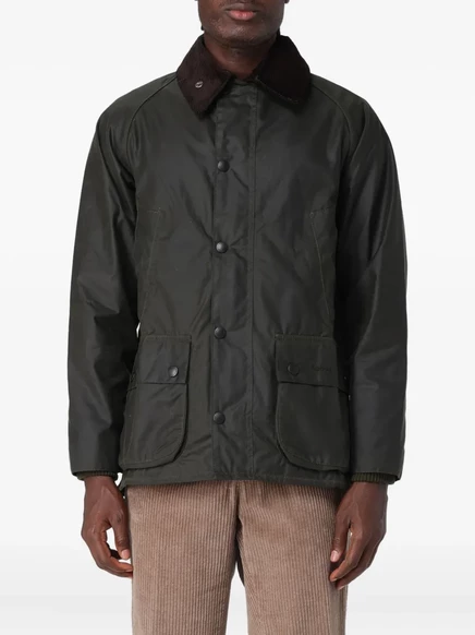 Мужская куртка Barbour Bedale с вельветовым воротом, оливковая