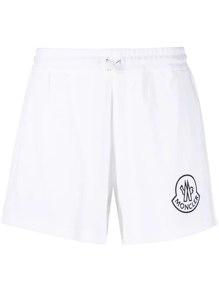 Женские шорты Moncler из хлопка с кулиской, белые