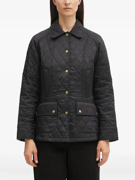 Женская стёганая куртка Barbour Beadnell на пуговицах, черная