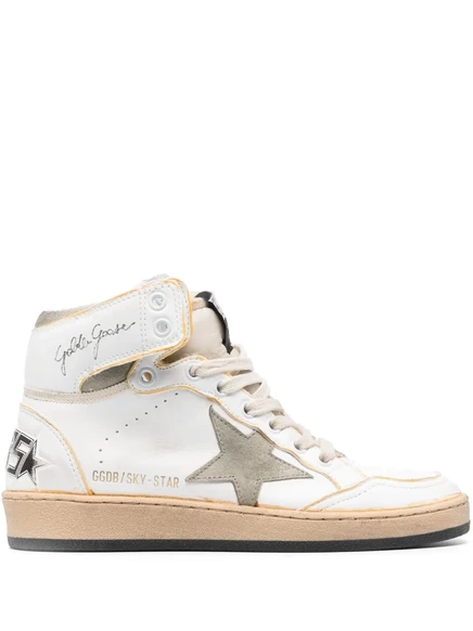Женские кеды Golden Goose Sky-Star высокие, белые