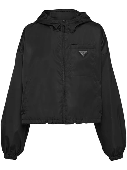Укороченный жакет из переработанного нейлона Prada black
