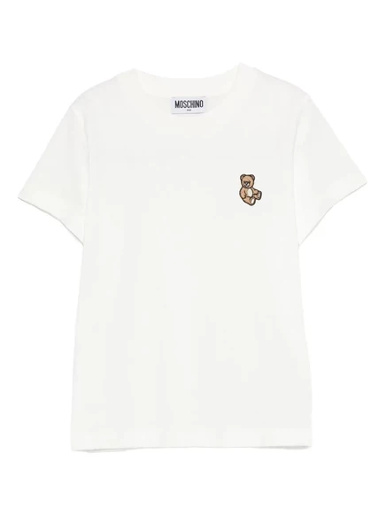 Детская футболка moschino kids с вышивкой teddy bear, белая