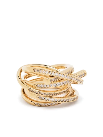 Женское кольцо Ferragamo с кристаллами, золотистое