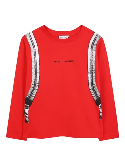 Детская футболка с длинным рукавом и графическим принтом Marc Jacobs red