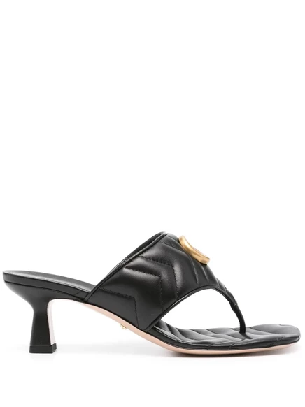 Кожаные босоножки Gucci 60mm Double G из натуральной кожи black