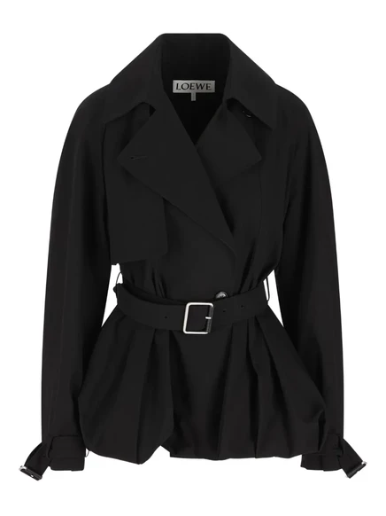 Куртка воздушного силуэта с поясом от LOEWE black