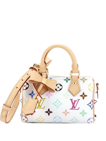 Бывшая в употреблении сумка Louis Vuitton x Takashi Murakami Speedy Bandouliere NM с монограммой, многоцветная нано-сумка