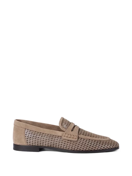 Женские лоферы Brunello Cucinelli из металлизованной кожи, коричневые