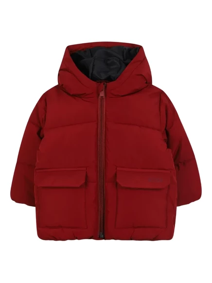 Пуховик BOSS Kidswear с капюшоном red