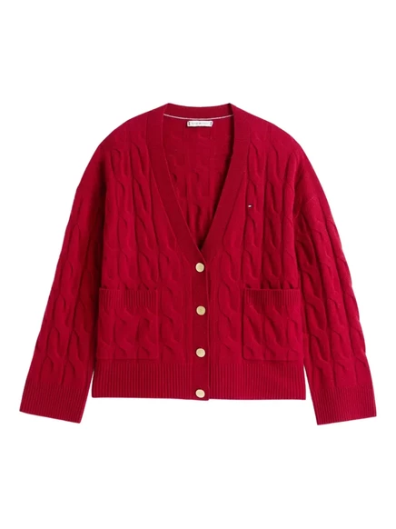 Женский вязаный кардиган Tommy Hilfiger с карманами, красный