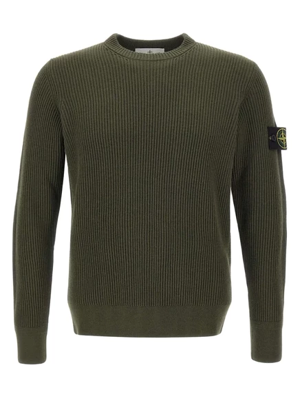Свитер с круглым вырезом в рубчик Stone Island 5100053 green