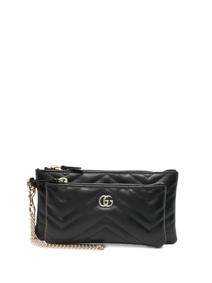 Стеганый клатч на цепочке от Gucci black